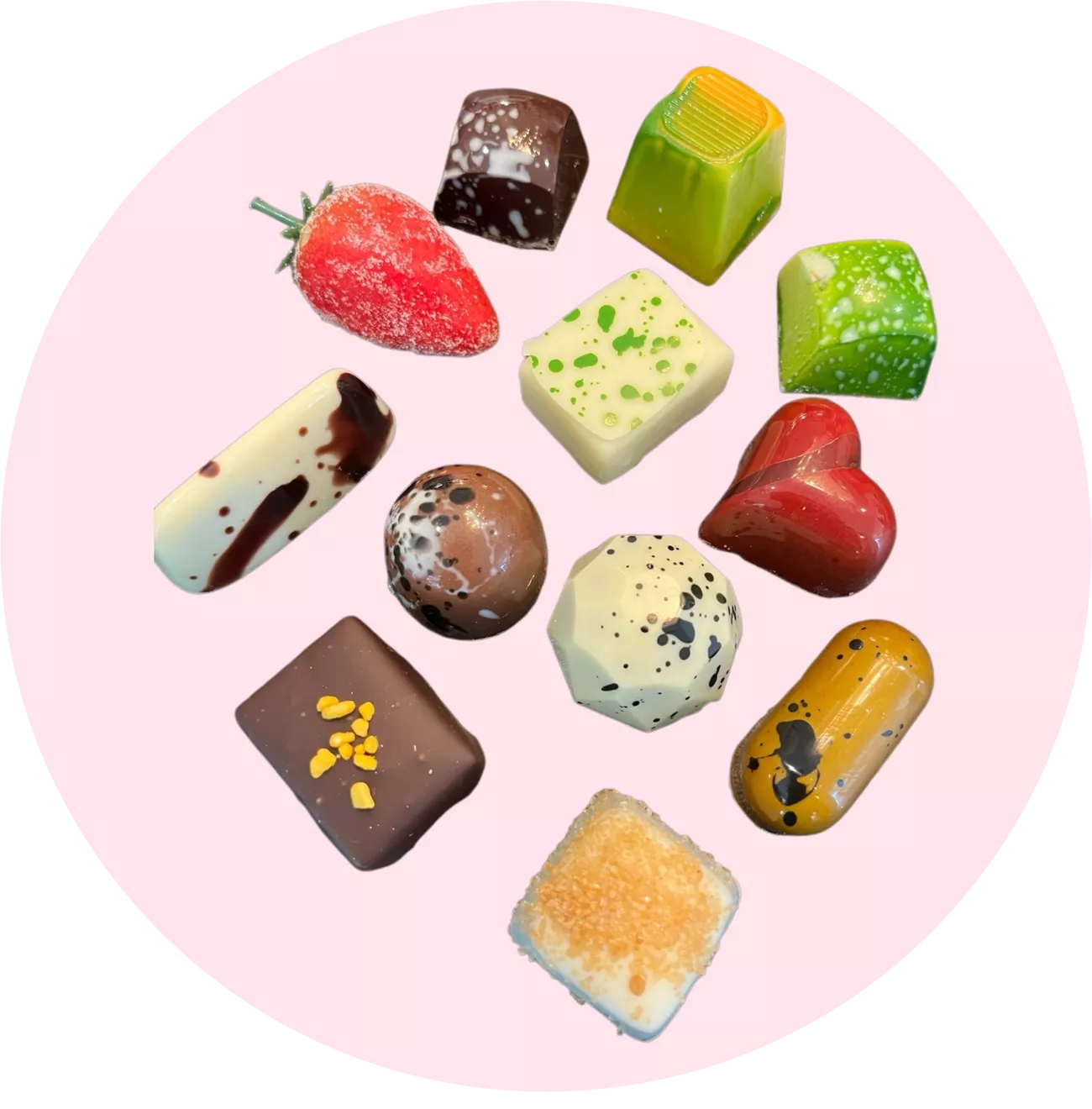 pralines met roze bol